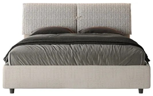 Letto matrimoniale contenitore imbottito 160x190 tessuto Aragona 1 bianco Mados