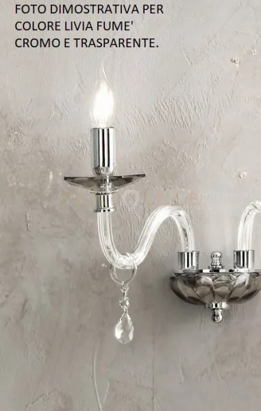 Applique livia 1 luci fume'- trasparente e cromo attacco e14 l.12cm