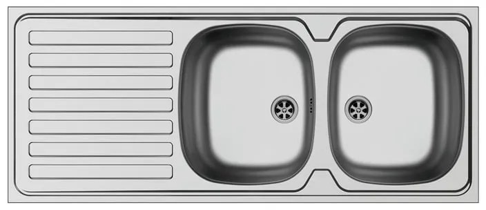 Lavello 2 vasche in inox argento DELINIA Kama L 50 x L 120 cm