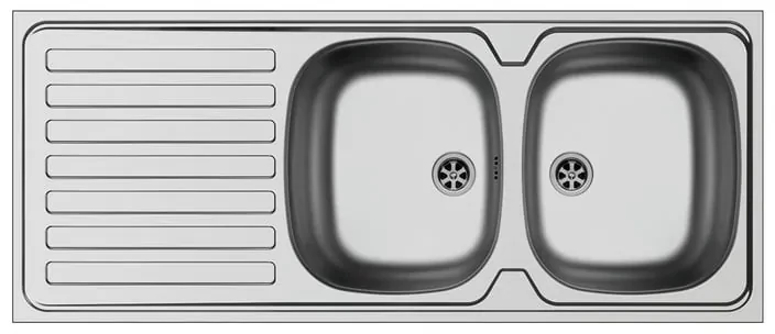 Lavello integrato 2 vasche in inox argento DELINIA Amaltia asimmetrico L 50 x L 86 cm | Leroy Merlin