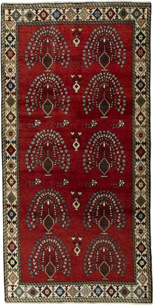 Gabbeh Tappeto 130x250 Rosso (Iran) Annodato A Mano