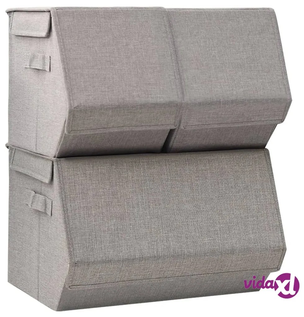 vidaXL Set Scatole Portaoggetti Impilabili 3pz in Tessuto Grigio