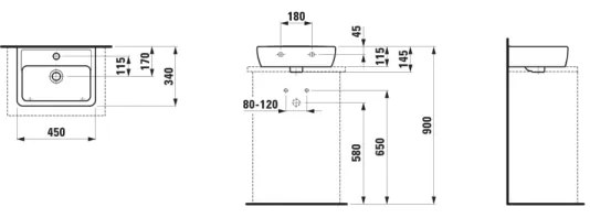 LAUFEN H8119520001041 - Lavandino da appoggio PRO 45x34 cm ceramiche/bianco