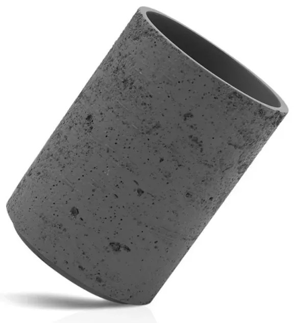Accessori bagno in set da 3 pezzi grigio in resina effetto pietra Matera