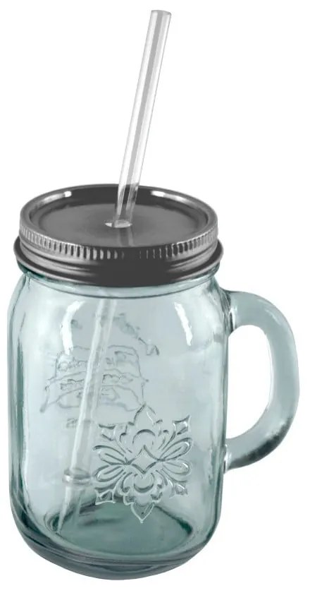 Barattolo in vetro riciclato con coperchio e cannuccia , 550 ml Authentic - Ego Dekor