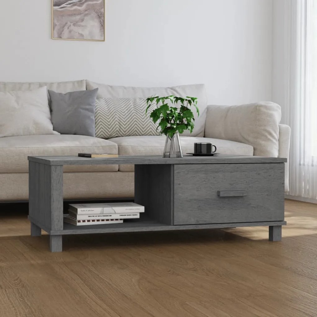 Tavolino Hamar Grigio Scuro 100x55x35 Cm Legno Massello Di Pino /