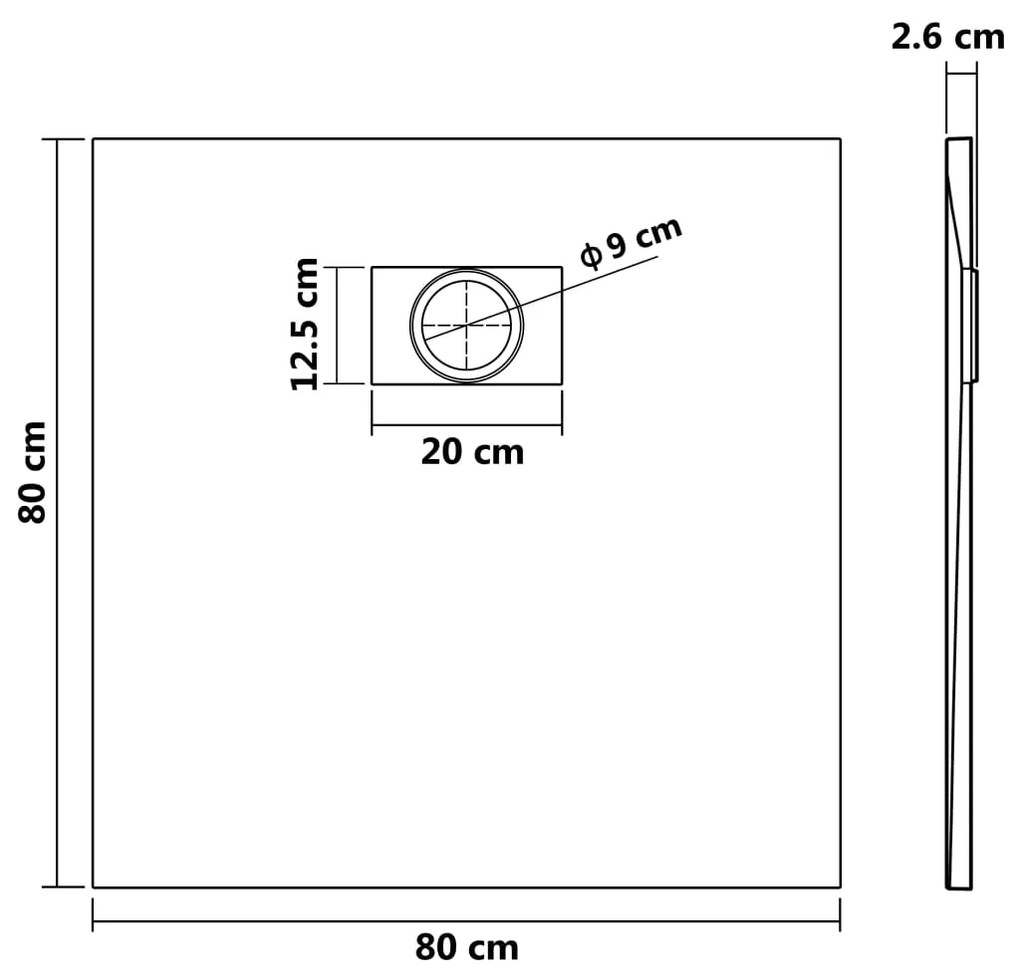 Piatto Doccia in SMC Nero 80x80 cm