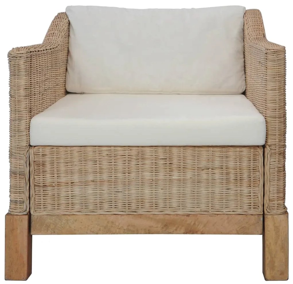 Set di divani 3 pz con cuscini in rattan naturale