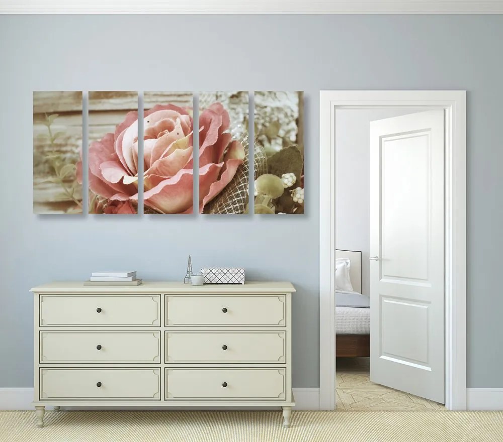 Quadri 5 pezzi – Rose vintage eleganti