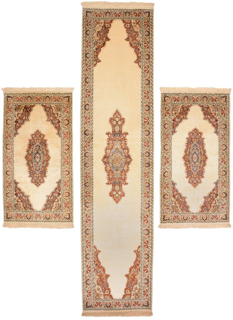Cashmere Silk Tappeto 330x80 (Indian) Annodato A Mano