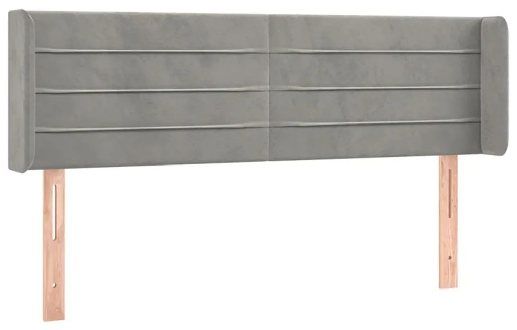 Testiera ad orecchio grigio chiaro 147x16x78/88 cm in velluto
