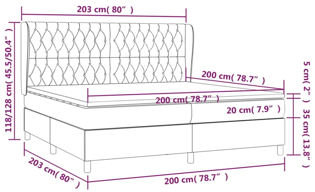 Giroletto a Molle con Materasso Marrone Scuro 200x200cm Tessuto