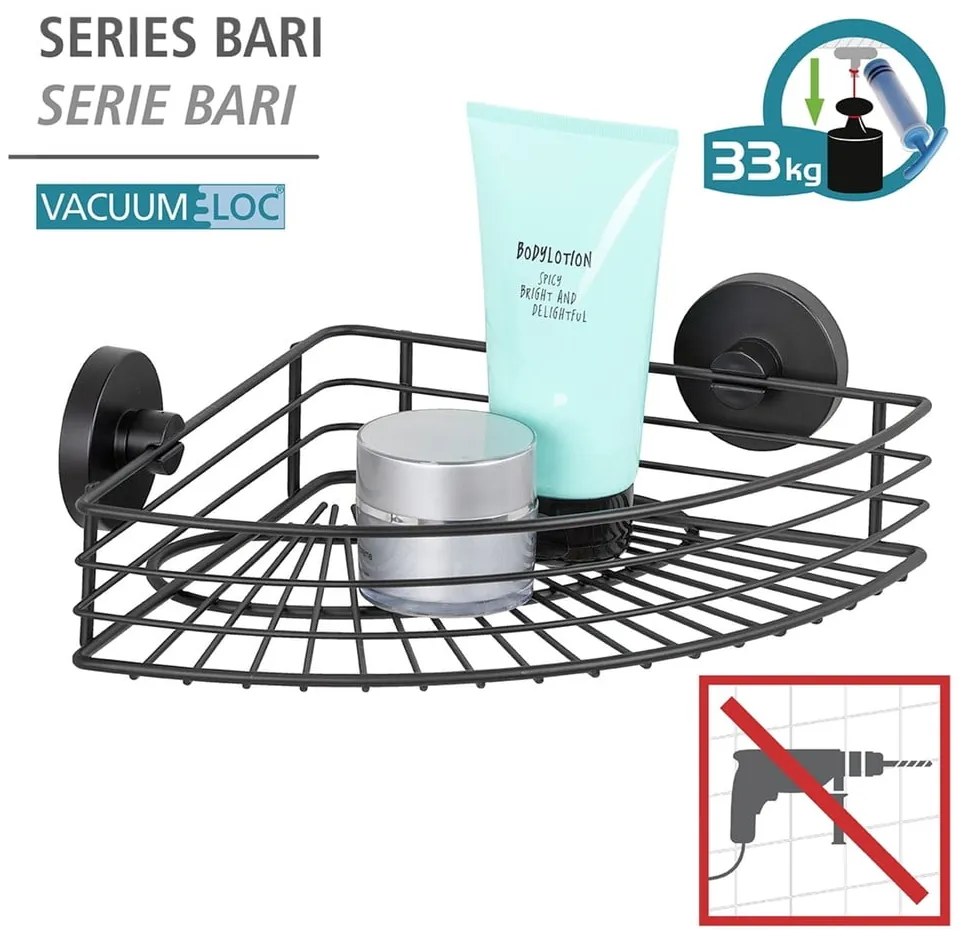 Mensola angolare nera per bagno Vacuum-Loc Bari - Wenko