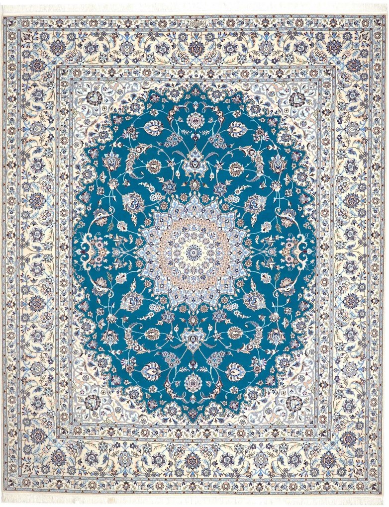 Nain Tappeto 210x260 Verde (Iran) Annodato A Mano