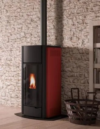 Palazzetti Julie 12 US Pro 2 Stufa ermetica A Pellet ecofire ad aria Con Rivestimento in metallo Rosso