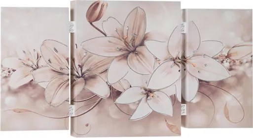 Quadro stampa su tela a TRIS 70x140 cm telaio in legno con disegno floreale