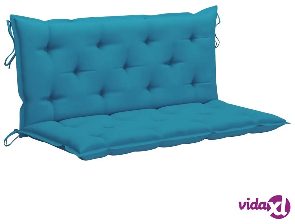 vidaXL Panca a Dondolo con Cuscino Azzurro 120 cm in Massello di Teak