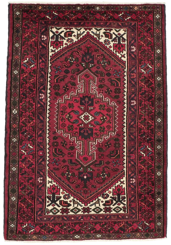 Hamedan Tappeto 110x160 Rosso (Iran) Annodato A Mano