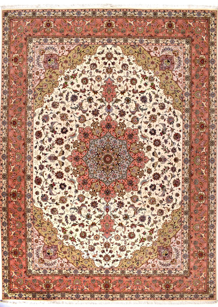 Tabriz Tappeto 400x300 Beige (Iran) Annodato A Mano