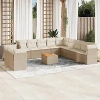 Set Divani da Giardino 12 pz con Cuscini Beige in Polyrattan 3223727