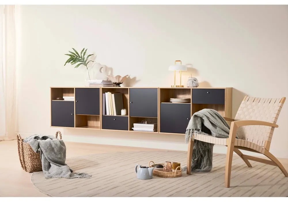 Cassettiera bassa nera in rovere 267x61 cm Mistral - Hammel Furniture