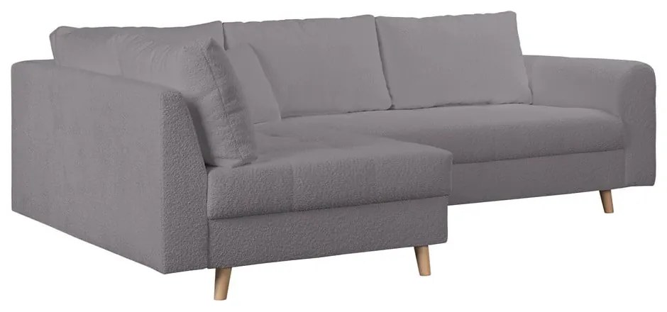 Divano angolare grigio scuro in tessuto bouclé (angolo sinistro) Ariella - Ropez