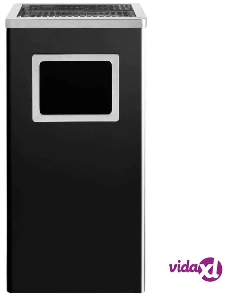 vidaXL Pattumiera con Posacenere da Albergo 45 L Acciaio Nero