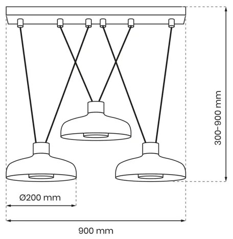 Lampadario a sospensione con filo LINEA 3xGX53/12W/230V nero
