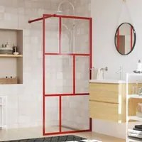 Parete per Doccia Walk-in Vetro Trasparente ESG 80x195 cm Rossa 154952