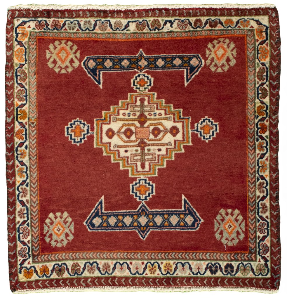 Shiraz Tappeto 60 x 60 Rosso (Iran) Annodato A Mano