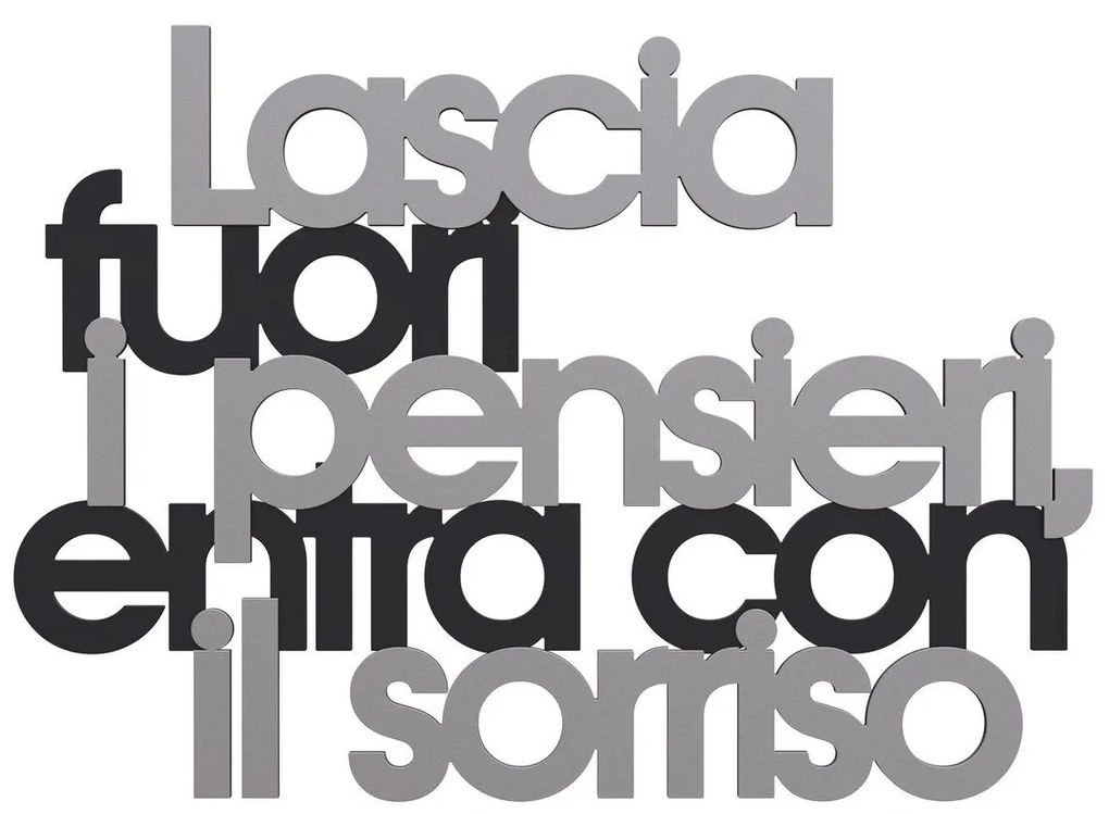 Callea Design Scritta da parete in legno "Lascia fuori i pensieri...." - in varie colorazioni NERO 48 x 34 cm