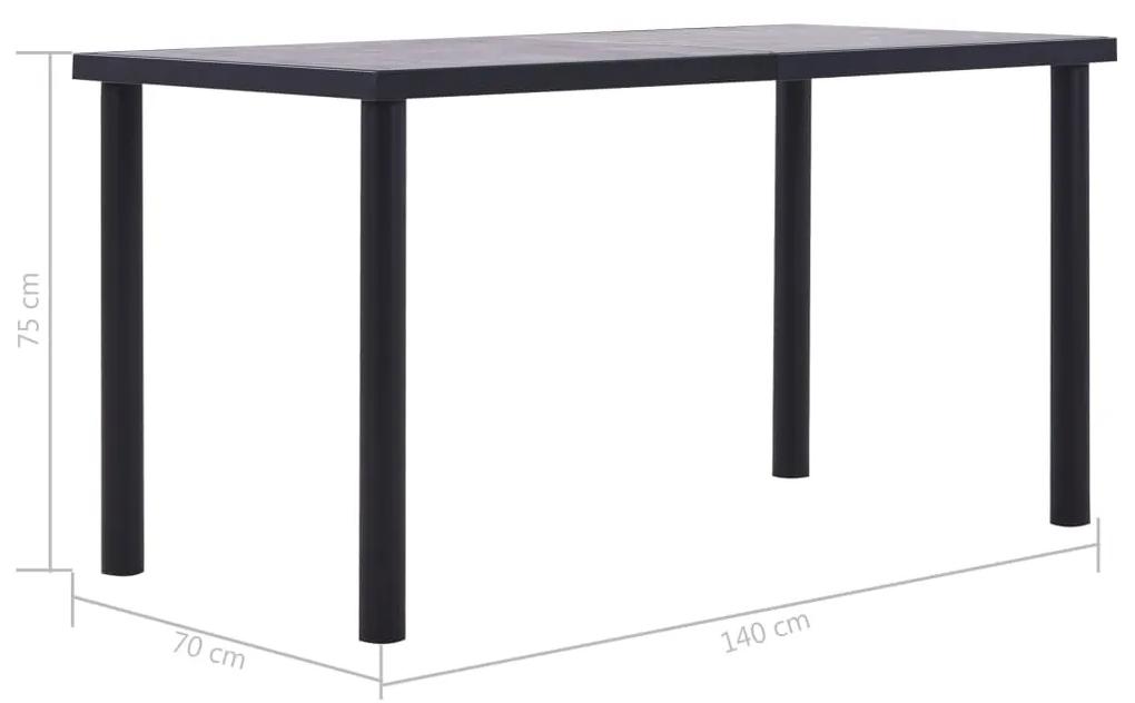 Tavolo da pranzo nero e grigio cemento 140x70x75 cm in mdf