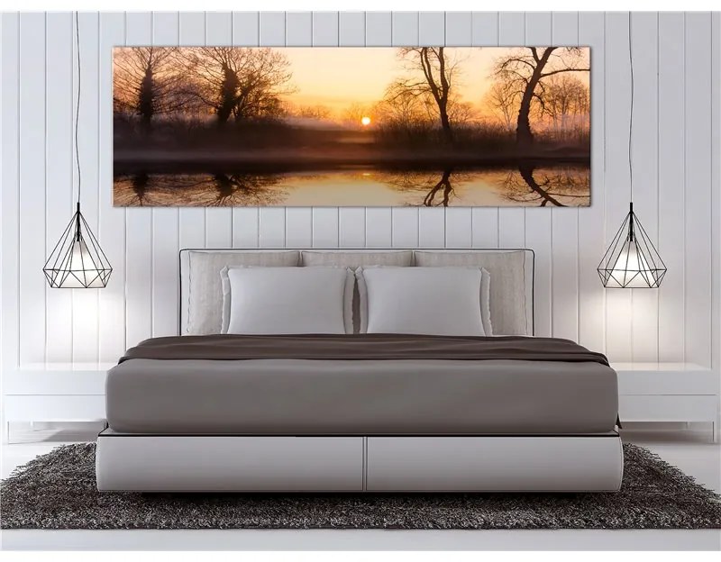 Quadro Winter Sunset (1 Part) Narrow  Colore Arancione, Dimensioni e Misure 120x40