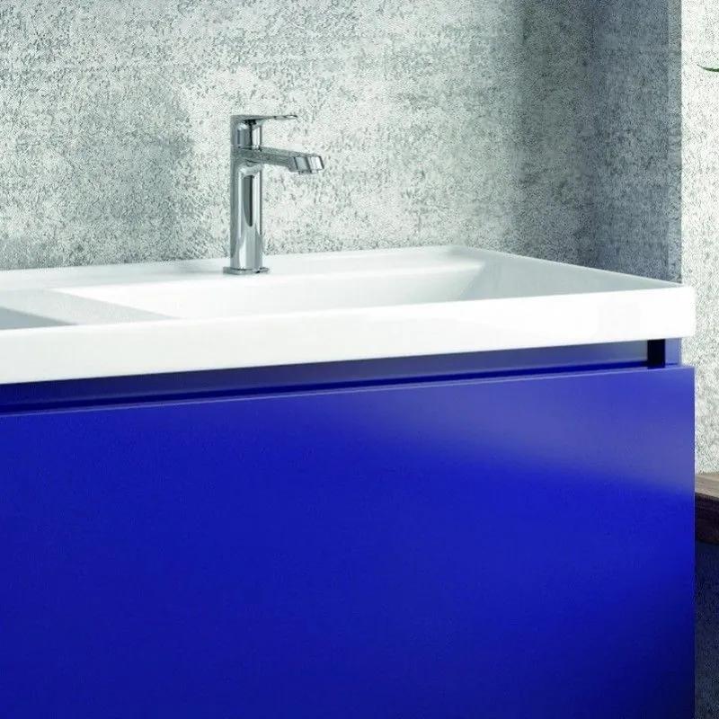 Kamalu - composizione bagno sospesa 120cm mobile lavabo doppio colonna specchio e pensile