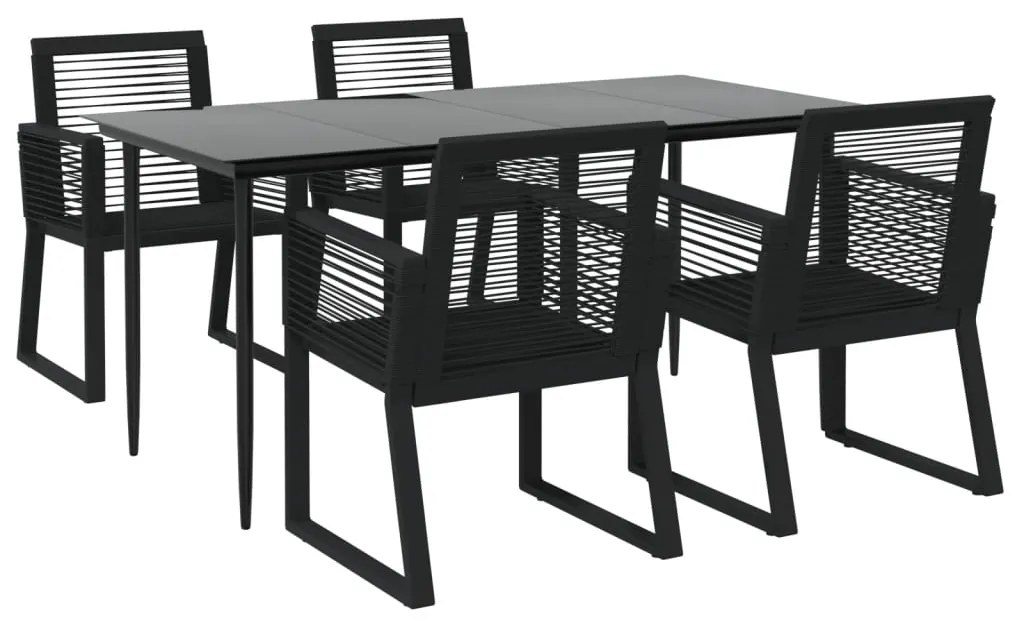 Set da pranzo da giardino 5 pz nero in rattan pvc