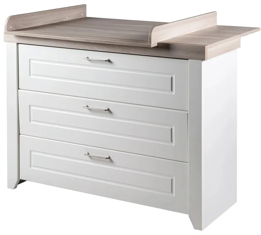 Cassettiera bassa per bambini bianca in olmo con fasciatoio 120x98 cm Felicia - Roba