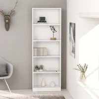 Libreria a 5 Ripiani Bianca 60x24x175 cm in Legno Multistrato 800882