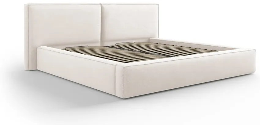 Letto matrimoniale imbottito beige con contenitore e rete inclusi 180x200 cm Arendal - Cosmopolitan Design