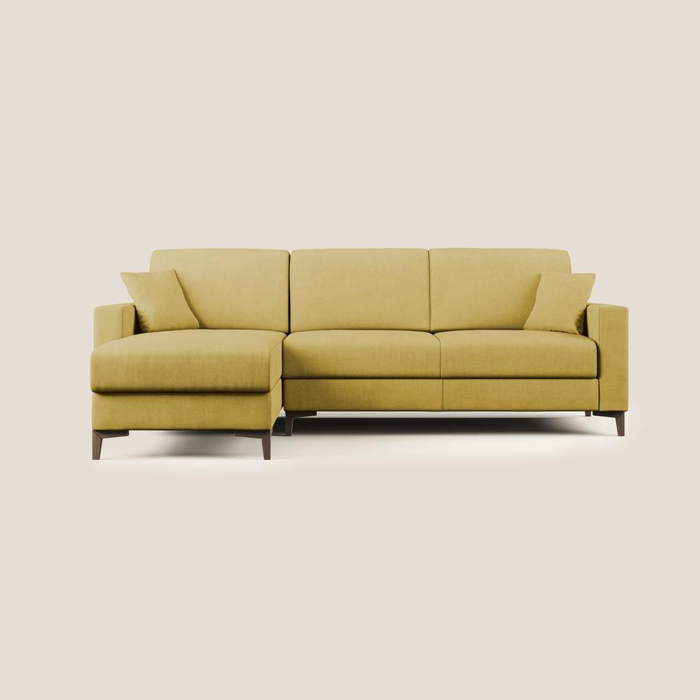 Kafka divano letto angolare in morbido tessuto impermeabile T02 giallo 262 cm sinistro (mat. 120x197)