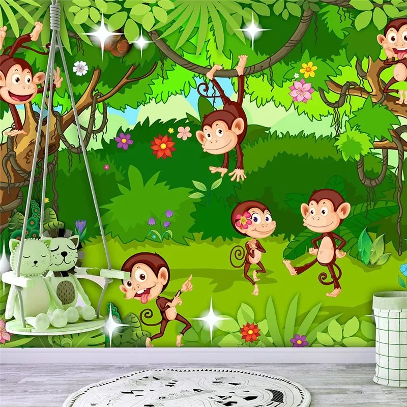 Fotomurale  Monkey Tricks  Colore Verde, Dimensioni e Misure 200x140