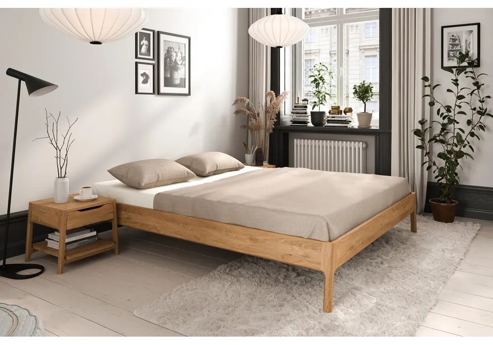 Letto matrimoniale in legno di quercia di colore naturale 140x200 cm Twig - The Beds