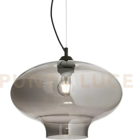 Bistro' lampadario a sospensione 1 luce attacco e27 fume' d.40cm