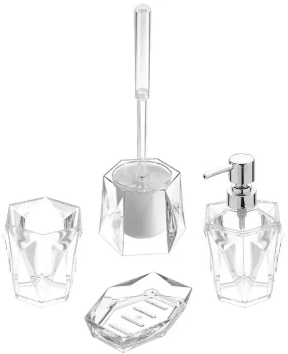 Portascopino bianco in plastica ABS trasparente da appoggio Diamante