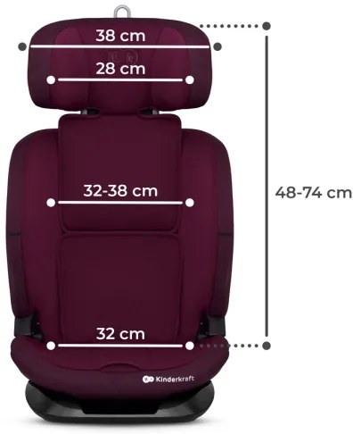 KINDERKRAFT - Seggiolino auto ONETO 3 i-Dimensioni (76-150 cm) + Isofix Cherry pearl