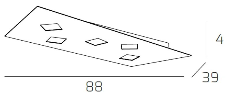 Plafoniera Moderna Note Metallo Grigio 5 Luci Gx53 89Cm