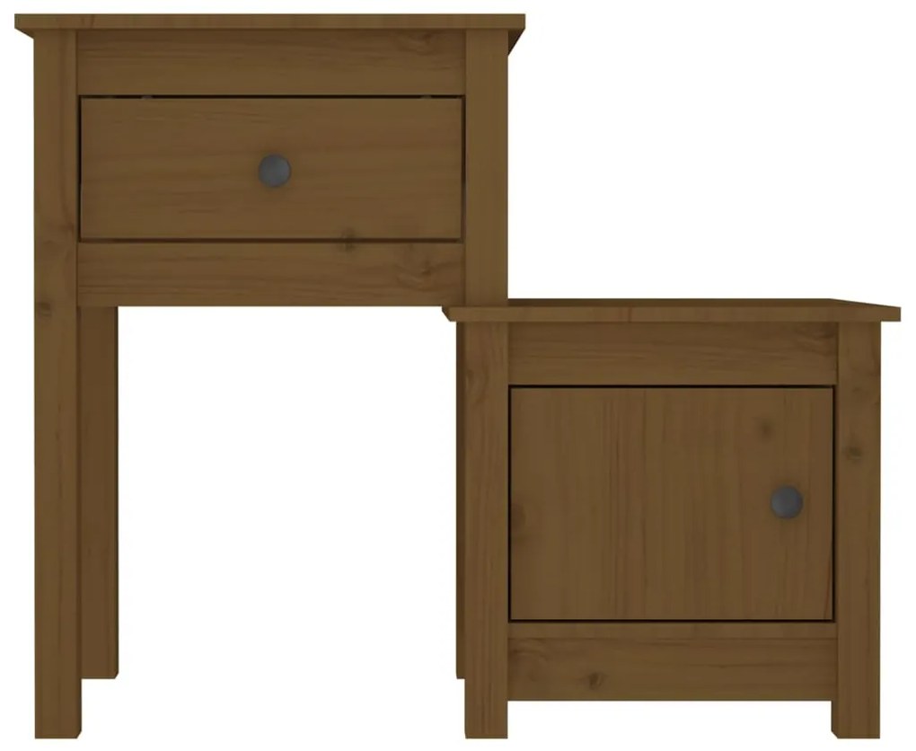 Comodini 2 pz miele 79,5x38x65,5 cm in legno massello di pino