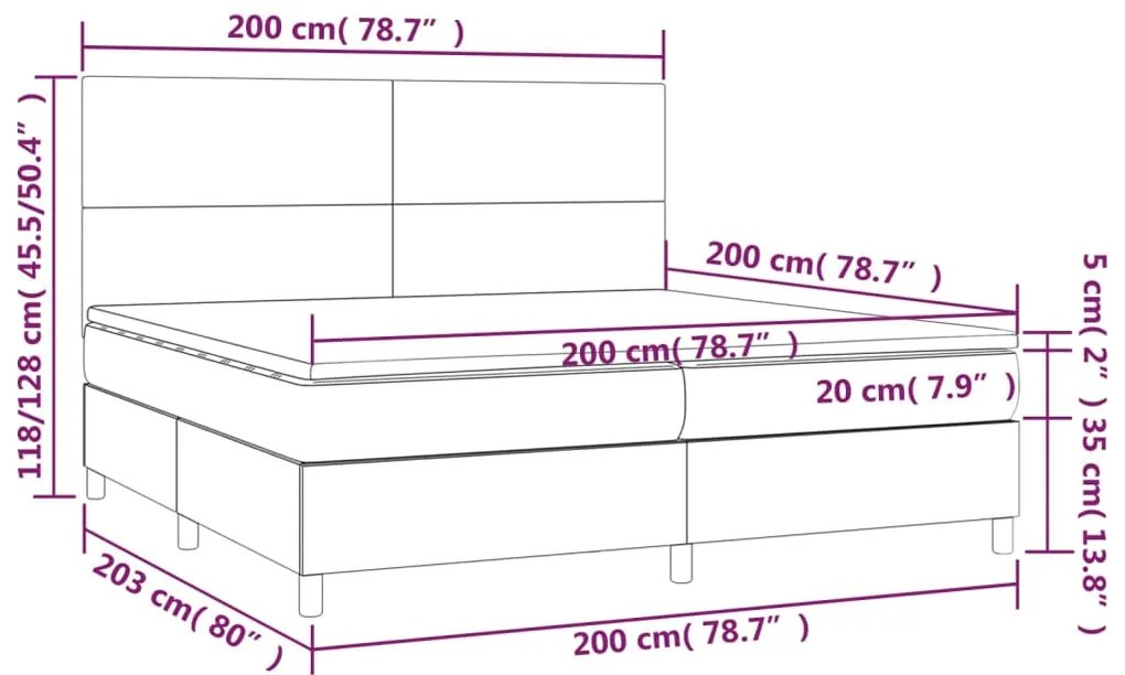 Giroletto a Molle con Materasso Rosa 200x200 cm in Velluto