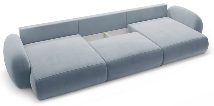 Divano angolare blu polveroso allungabile/con contenitore (a U) con rivestimento in velluto Tonale – Cosmopolitan Design