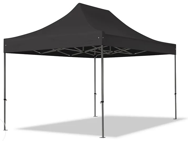 TOOLPORT 3x4,5 m gazebo pieghevole PVC ignifugo con laterali (finestre panoramiche), PREMIUM acciaio, nero - (600114)