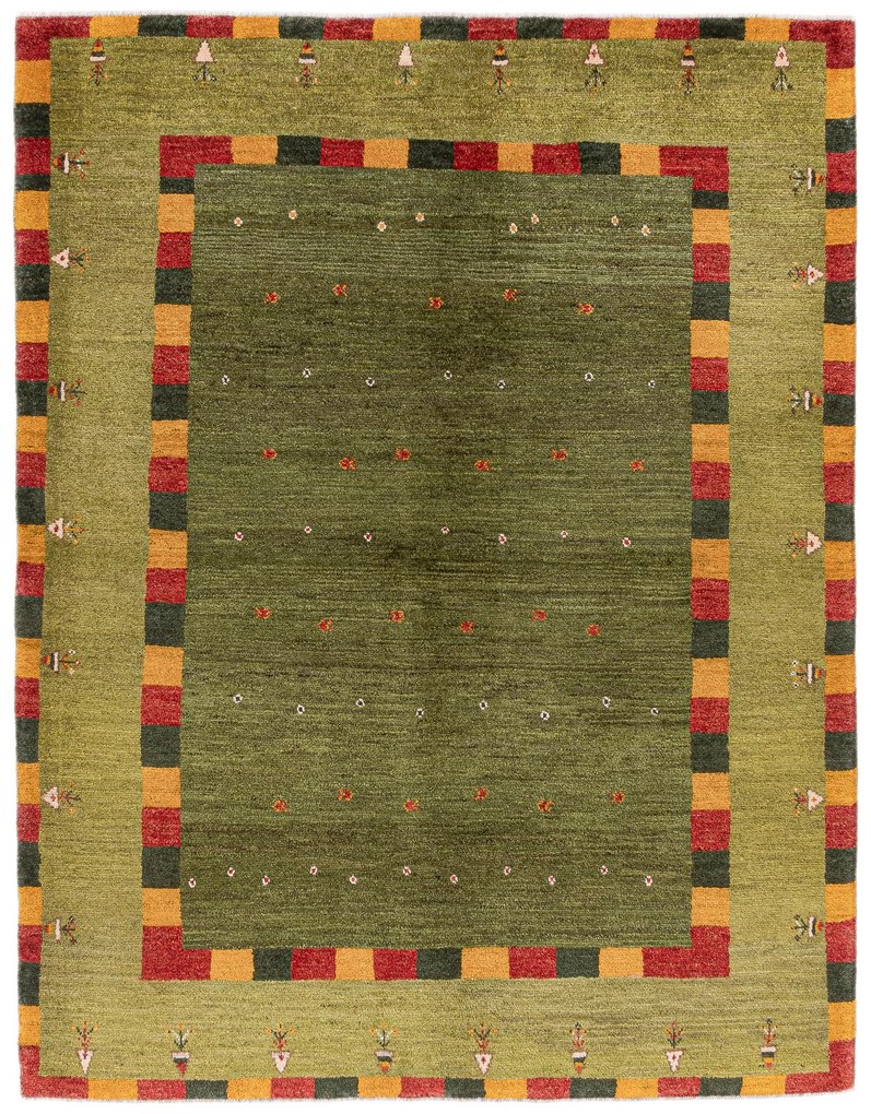 Gabbeh Tappeto persiano 180x230 Verde (Iran) Annodato A Mano